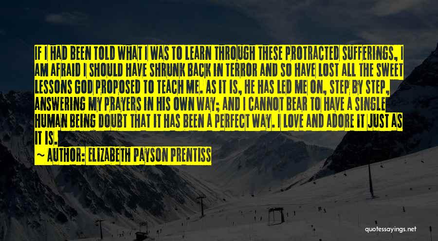 Elizabeth Payson Prentiss Quotes: If I Had Been Told What I Was To Learn Through These Protracted Sufferings, I Am Afraid I Should Have