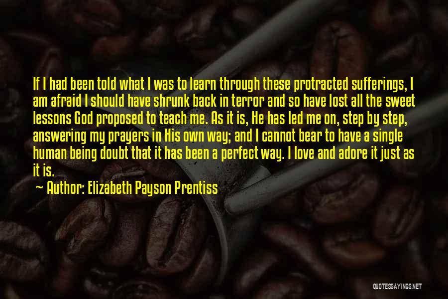 Elizabeth Payson Prentiss Quotes: If I Had Been Told What I Was To Learn Through These Protracted Sufferings, I Am Afraid I Should Have