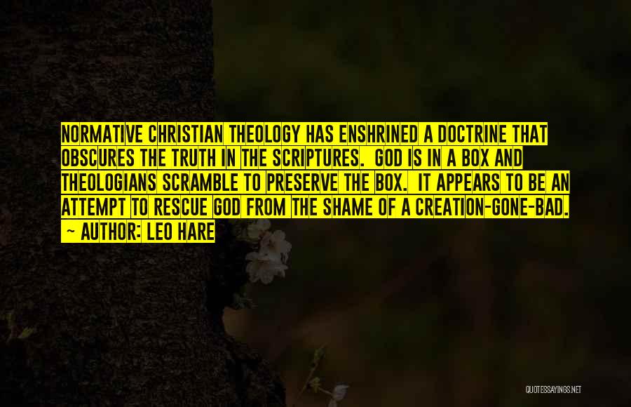 Leo Hare Quotes: Normative Christian Theology Has Enshrined A Doctrine That Obscures The Truth In The Scriptures. God Is In A Box And