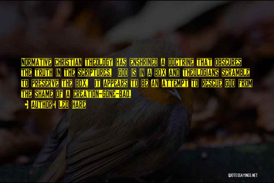 Leo Hare Quotes: Normative Christian Theology Has Enshrined A Doctrine That Obscures The Truth In The Scriptures. God Is In A Box And