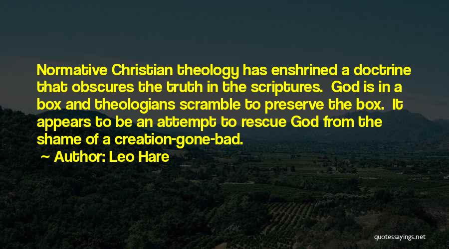 Leo Hare Quotes: Normative Christian Theology Has Enshrined A Doctrine That Obscures The Truth In The Scriptures. God Is In A Box And