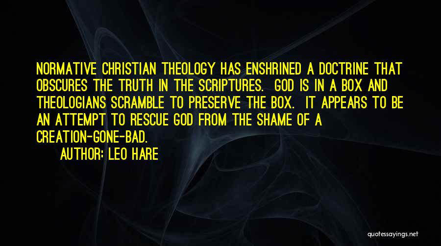 Leo Hare Quotes: Normative Christian Theology Has Enshrined A Doctrine That Obscures The Truth In The Scriptures. God Is In A Box And