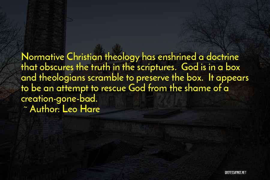 Leo Hare Quotes: Normative Christian Theology Has Enshrined A Doctrine That Obscures The Truth In The Scriptures. God Is In A Box And