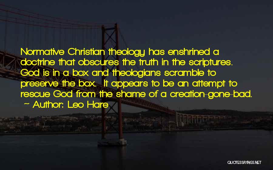 Leo Hare Quotes: Normative Christian Theology Has Enshrined A Doctrine That Obscures The Truth In The Scriptures. God Is In A Box And