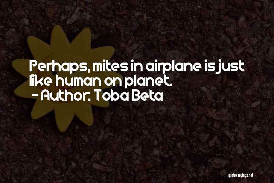 Toba Beta Quotes: Perhaps, Mites In Airplane Is Just Like Human On Planet.