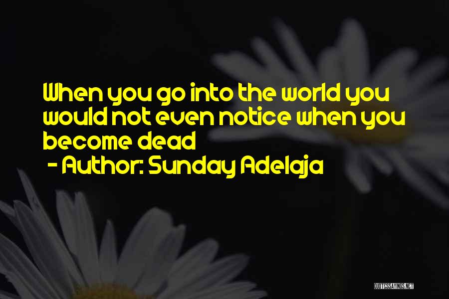 Sunday Adelaja Quotes: When You Go Into The World You Would Not Even Notice When You Become Dead