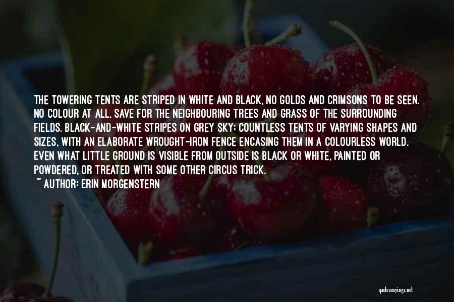 Erin Morgenstern Quotes: The Towering Tents Are Striped In White And Black, No Golds And Crimsons To Be Seen. No Colour At All,