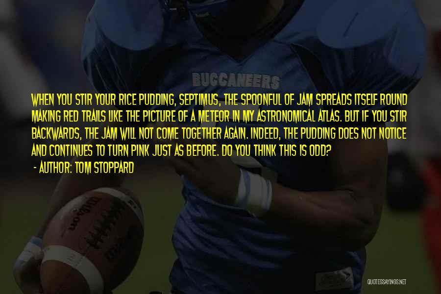 Tom Stoppard Quotes: When You Stir Your Rice Pudding, Septimus, The Spoonful Of Jam Spreads Itself Round Making Red Trails Like The Picture