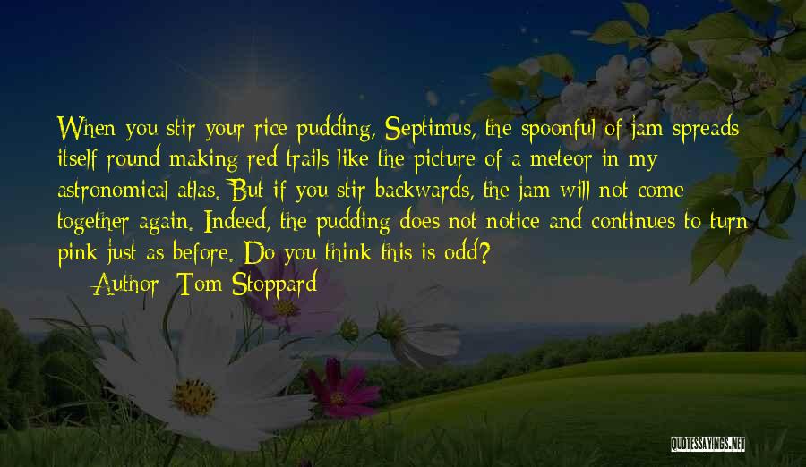 Tom Stoppard Quotes: When You Stir Your Rice Pudding, Septimus, The Spoonful Of Jam Spreads Itself Round Making Red Trails Like The Picture