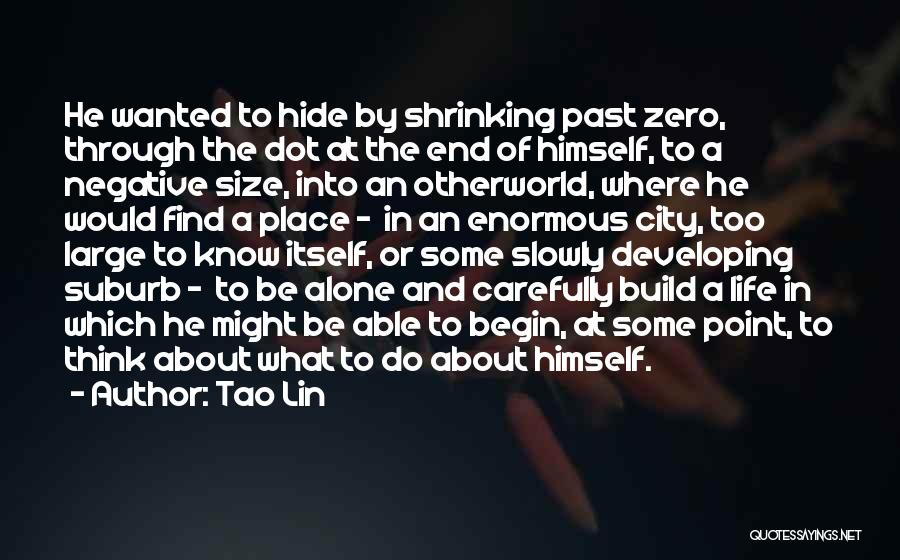 Tao Lin Quotes: He Wanted To Hide By Shrinking Past Zero, Through The Dot At The End Of Himself, To A Negative Size,