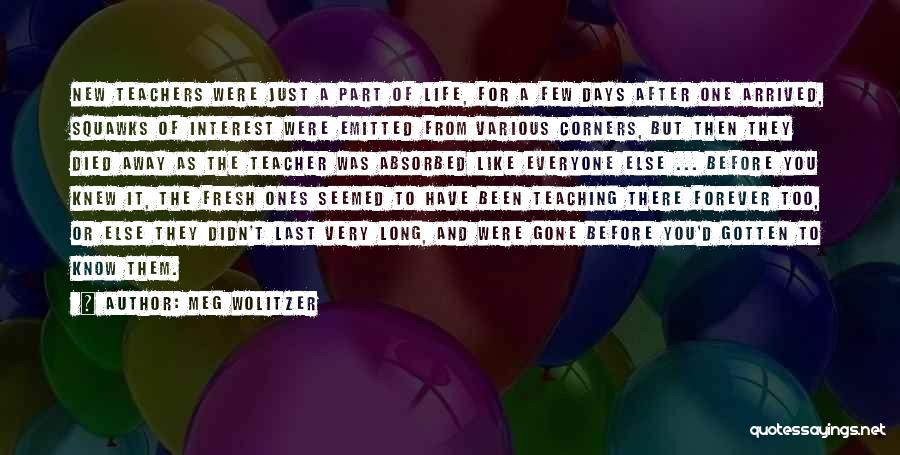 Meg Wolitzer Quotes: New Teachers Were Just A Part Of Life, For A Few Days After One Arrived, Squawks Of Interest Were Emitted