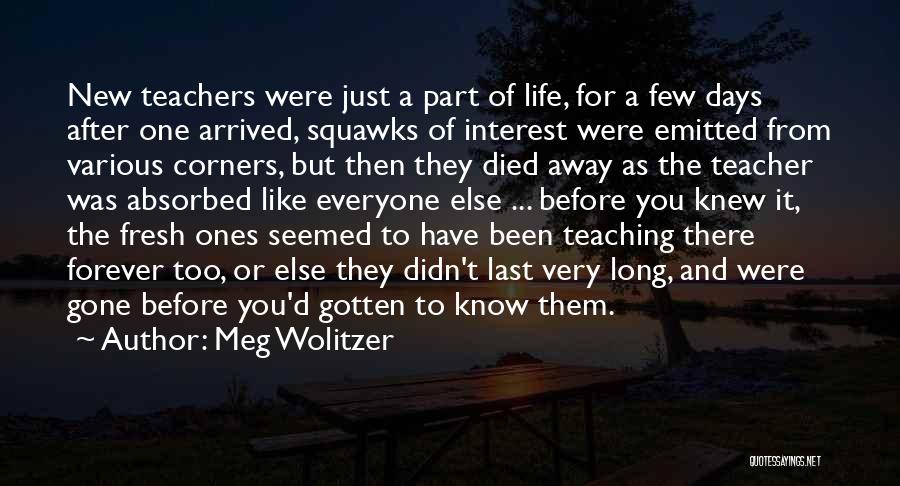 Meg Wolitzer Quotes: New Teachers Were Just A Part Of Life, For A Few Days After One Arrived, Squawks Of Interest Were Emitted