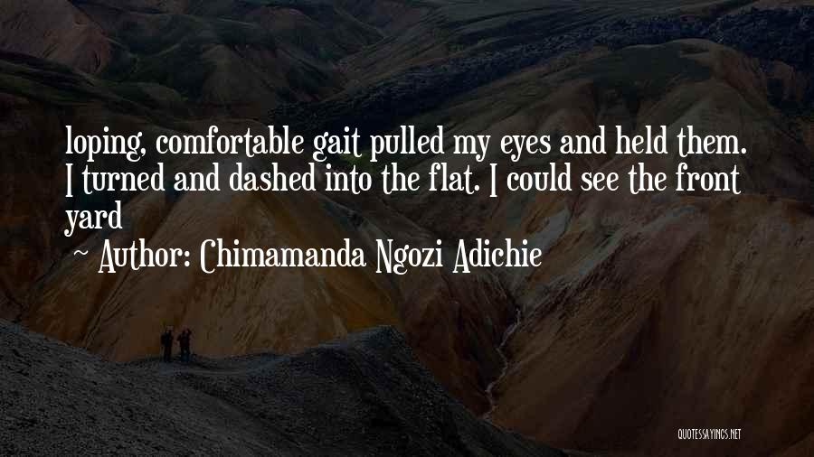 Chimamanda Ngozi Adichie Quotes: Loping, Comfortable Gait Pulled My Eyes And Held Them. I Turned And Dashed Into The Flat. I Could See The