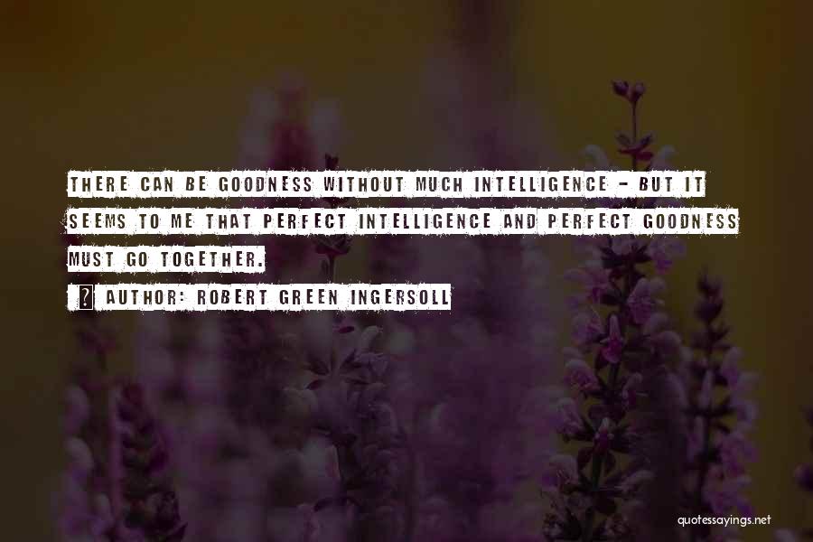 Robert Green Ingersoll Quotes: There Can Be Goodness Without Much Intelligence - But It Seems To Me That Perfect Intelligence And Perfect Goodness Must