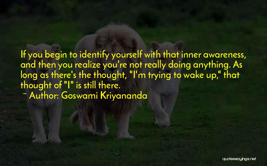 Goswami Kriyananda Quotes: If You Begin To Identify Yourself With That Inner Awareness, And Then You Realize You're Not Really Doing Anything. As