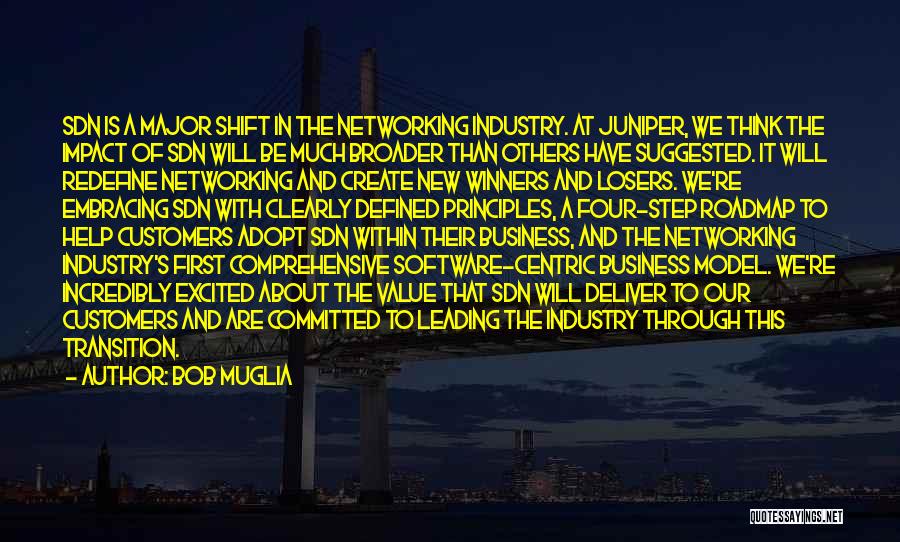 Bob Muglia Quotes: Sdn Is A Major Shift In The Networking Industry. At Juniper, We Think The Impact Of Sdn Will Be Much