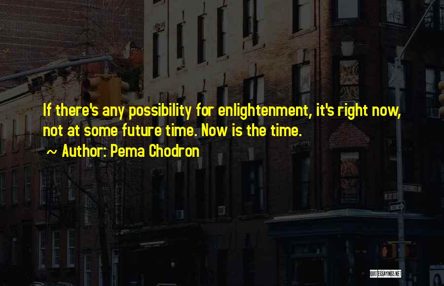 Pema Chodron Quotes: If There's Any Possibility For Enlightenment, It's Right Now, Not At Some Future Time. Now Is The Time.