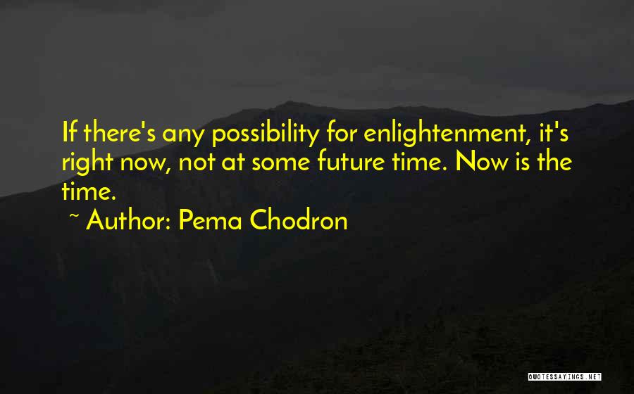 Pema Chodron Quotes: If There's Any Possibility For Enlightenment, It's Right Now, Not At Some Future Time. Now Is The Time.