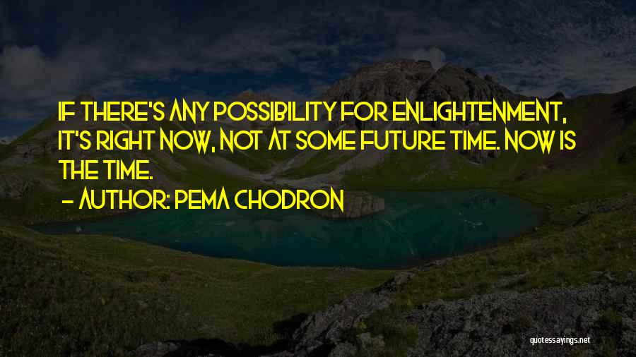 Pema Chodron Quotes: If There's Any Possibility For Enlightenment, It's Right Now, Not At Some Future Time. Now Is The Time.