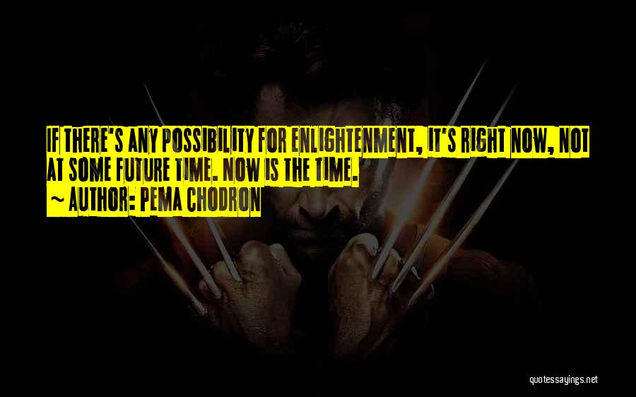 Pema Chodron Quotes: If There's Any Possibility For Enlightenment, It's Right Now, Not At Some Future Time. Now Is The Time.