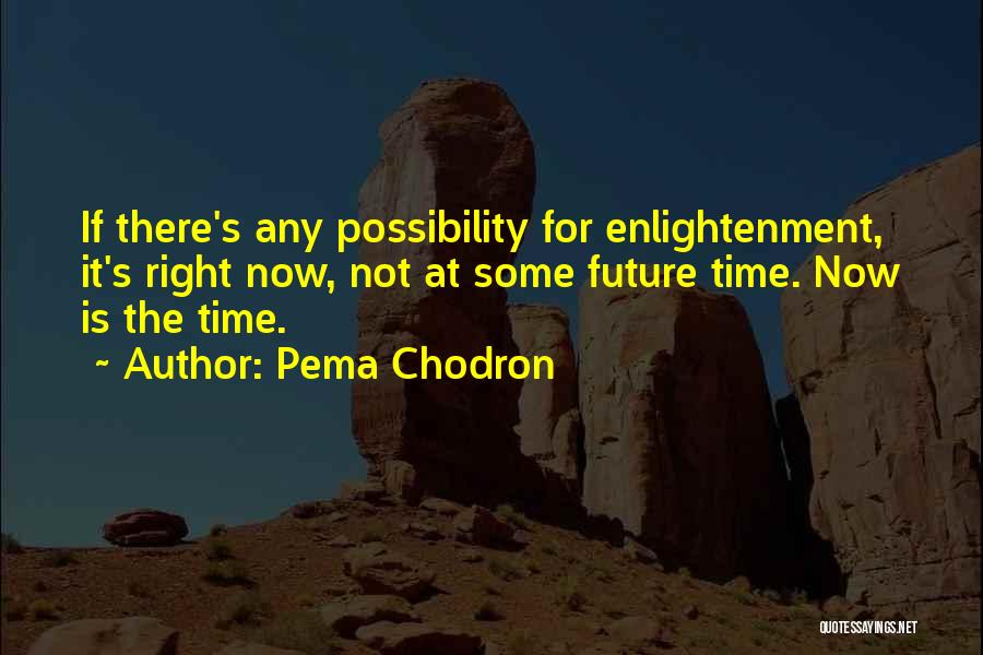 Pema Chodron Quotes: If There's Any Possibility For Enlightenment, It's Right Now, Not At Some Future Time. Now Is The Time.