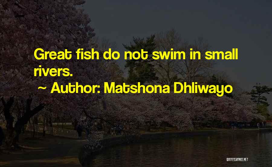 Matshona Dhliwayo Quotes: Great Fish Do Not Swim In Small Rivers.