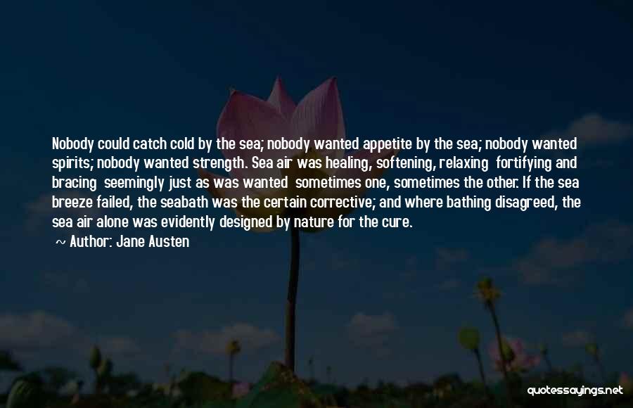 Jane Austen Quotes: Nobody Could Catch Cold By The Sea; Nobody Wanted Appetite By The Sea; Nobody Wanted Spirits; Nobody Wanted Strength. Sea