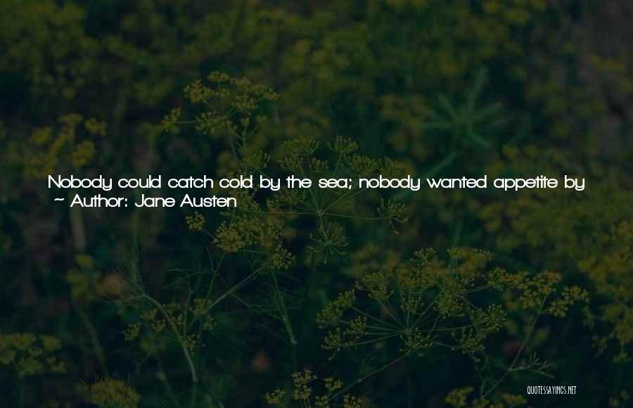 Jane Austen Quotes: Nobody Could Catch Cold By The Sea; Nobody Wanted Appetite By The Sea; Nobody Wanted Spirits; Nobody Wanted Strength. Sea