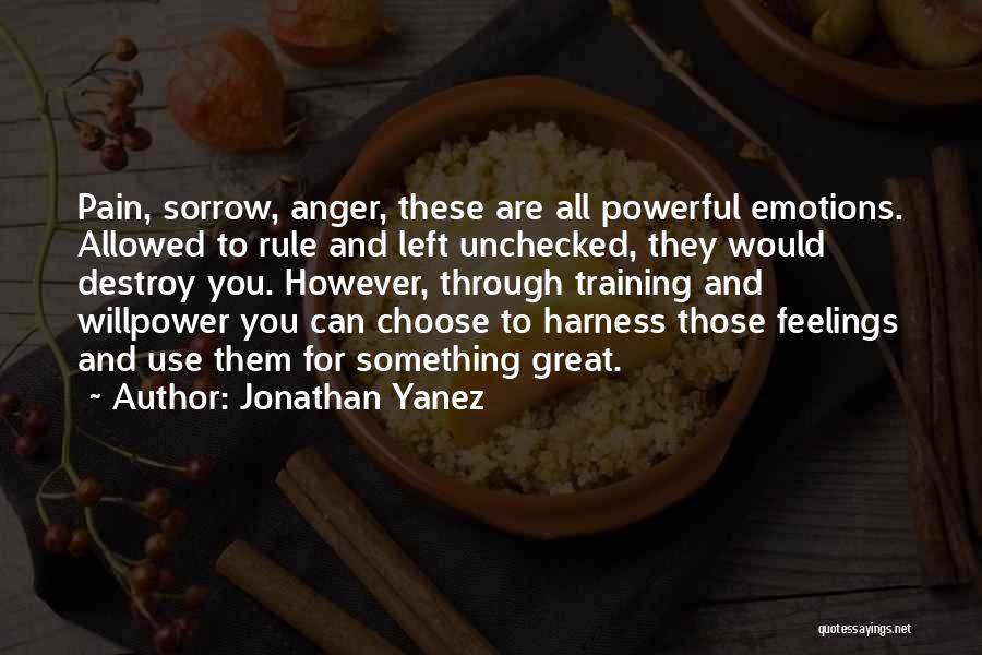 Jonathan Yanez Quotes: Pain, Sorrow, Anger, These Are All Powerful Emotions. Allowed To Rule And Left Unchecked, They Would Destroy You. However, Through