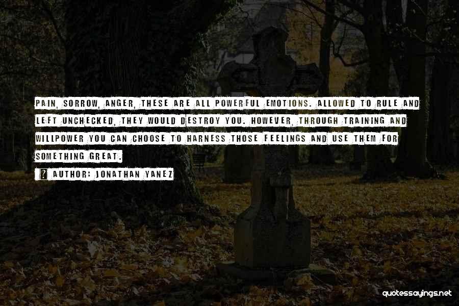 Jonathan Yanez Quotes: Pain, Sorrow, Anger, These Are All Powerful Emotions. Allowed To Rule And Left Unchecked, They Would Destroy You. However, Through