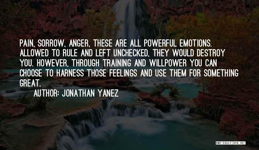 Jonathan Yanez Quotes: Pain, Sorrow, Anger, These Are All Powerful Emotions. Allowed To Rule And Left Unchecked, They Would Destroy You. However, Through