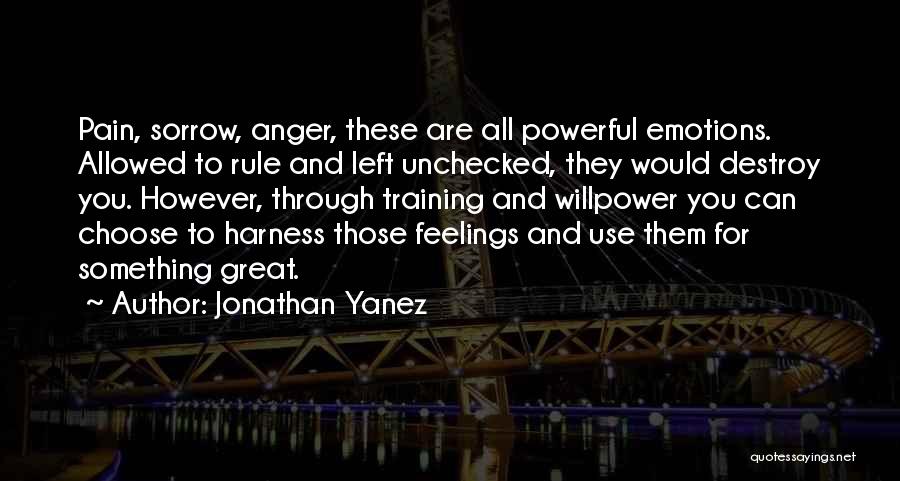 Jonathan Yanez Quotes: Pain, Sorrow, Anger, These Are All Powerful Emotions. Allowed To Rule And Left Unchecked, They Would Destroy You. However, Through