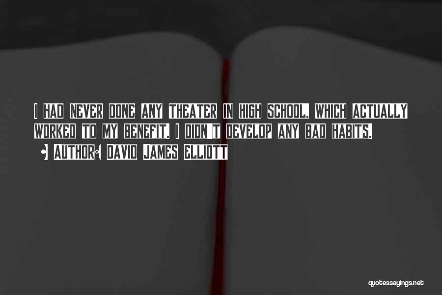 David James Elliott Quotes: I Had Never Done Any Theater In High School, Which Actually Worked To My Benefit. I Didn't Develop Any Bad