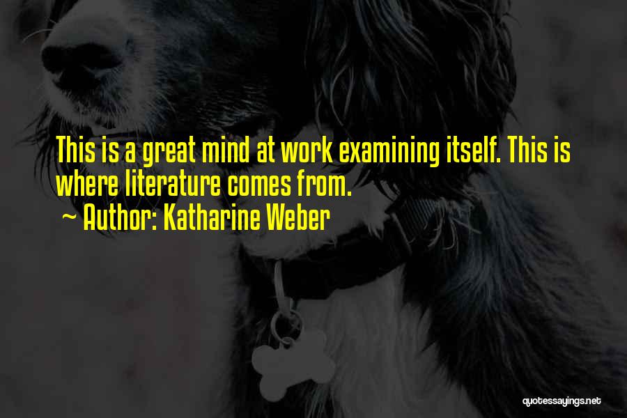 Katharine Weber Quotes: This Is A Great Mind At Work Examining Itself. This Is Where Literature Comes From.