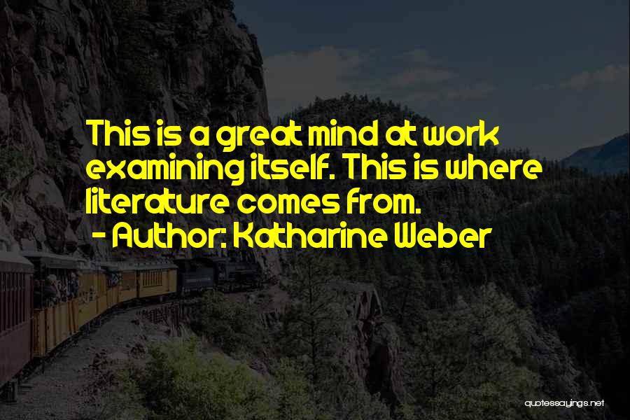 Katharine Weber Quotes: This Is A Great Mind At Work Examining Itself. This Is Where Literature Comes From.