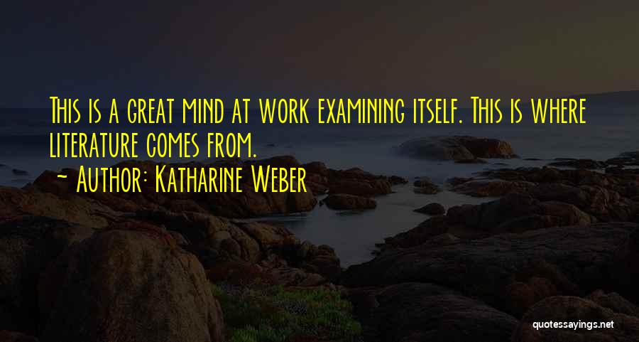 Katharine Weber Quotes: This Is A Great Mind At Work Examining Itself. This Is Where Literature Comes From.
