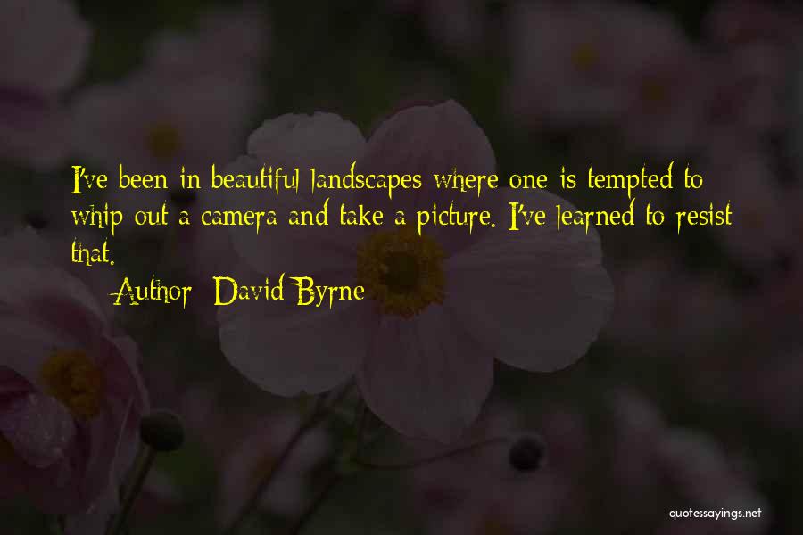 David Byrne Quotes: I've Been In Beautiful Landscapes Where One Is Tempted To Whip Out A Camera And Take A Picture. I've Learned