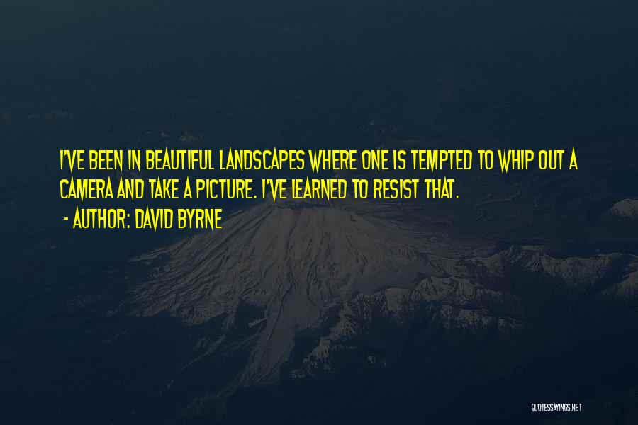 David Byrne Quotes: I've Been In Beautiful Landscapes Where One Is Tempted To Whip Out A Camera And Take A Picture. I've Learned