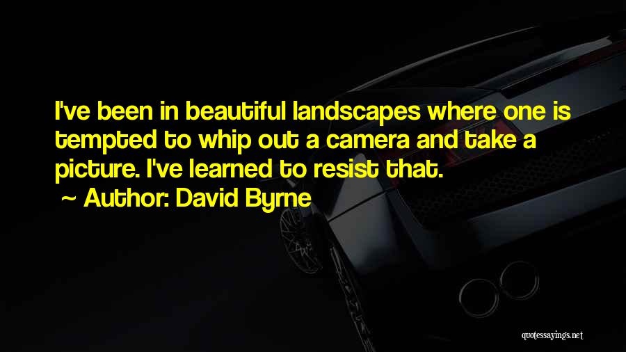 David Byrne Quotes: I've Been In Beautiful Landscapes Where One Is Tempted To Whip Out A Camera And Take A Picture. I've Learned