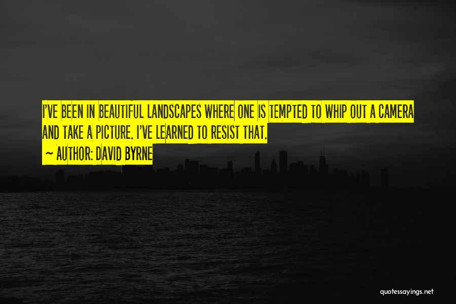 David Byrne Quotes: I've Been In Beautiful Landscapes Where One Is Tempted To Whip Out A Camera And Take A Picture. I've Learned