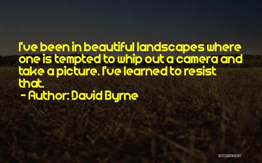 David Byrne Quotes: I've Been In Beautiful Landscapes Where One Is Tempted To Whip Out A Camera And Take A Picture. I've Learned