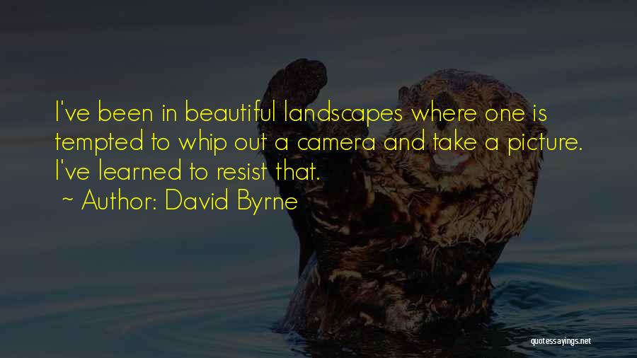 David Byrne Quotes: I've Been In Beautiful Landscapes Where One Is Tempted To Whip Out A Camera And Take A Picture. I've Learned