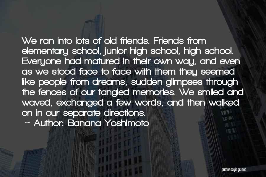 Banana Yoshimoto Quotes: We Ran Into Lots Of Old Friends. Friends From Elementary School, Junior High School, High School. Everyone Had Matured In