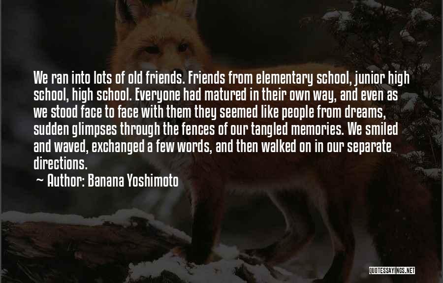Banana Yoshimoto Quotes: We Ran Into Lots Of Old Friends. Friends From Elementary School, Junior High School, High School. Everyone Had Matured In