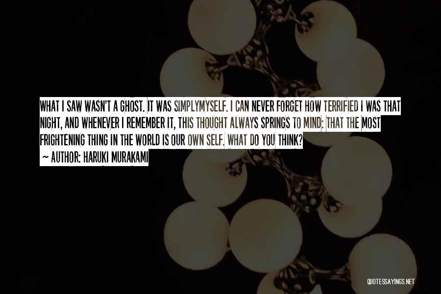 Haruki Murakami Quotes: What I Saw Wasn't A Ghost. It Was Simplymyself. I Can Never Forget How Terrified I Was That Night, And