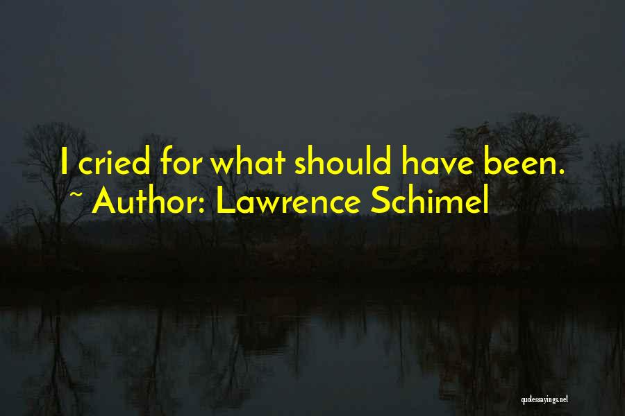 Lawrence Schimel Quotes: I Cried For What Should Have Been.