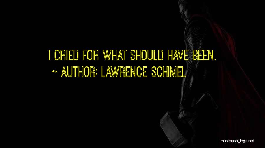 Lawrence Schimel Quotes: I Cried For What Should Have Been.