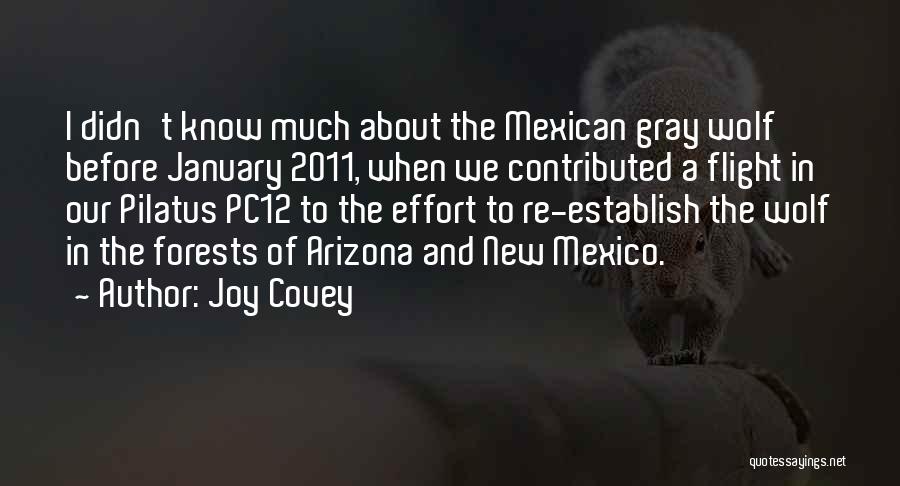 Joy Covey Quotes: I Didn't Know Much About The Mexican Gray Wolf Before January 2011, When We Contributed A Flight In Our Pilatus