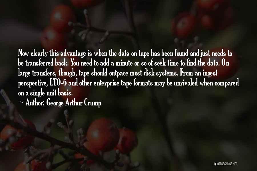 George Arthur Crump Quotes: Now Clearly This Advantage Is When The Data On Tape Has Been Found And Just Needs To Be Transferred Back.