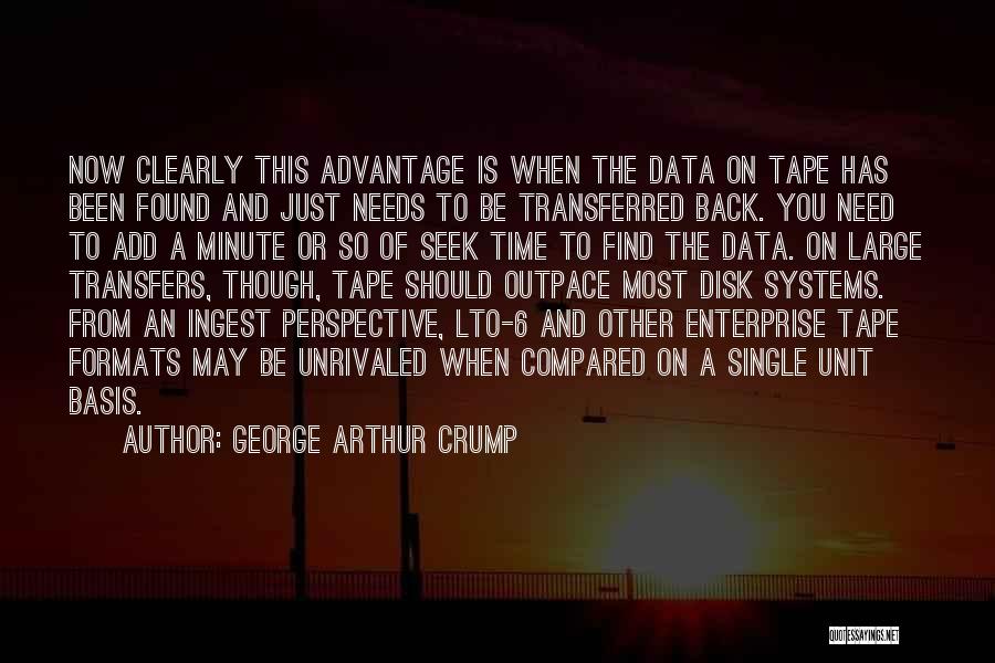 George Arthur Crump Quotes: Now Clearly This Advantage Is When The Data On Tape Has Been Found And Just Needs To Be Transferred Back.